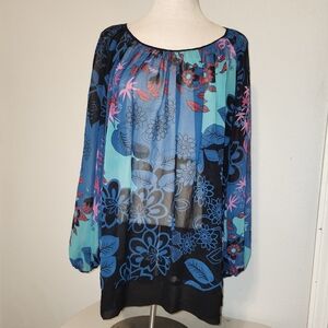 Large Bisou Bisou Colorful Oversized Flowy Shirt